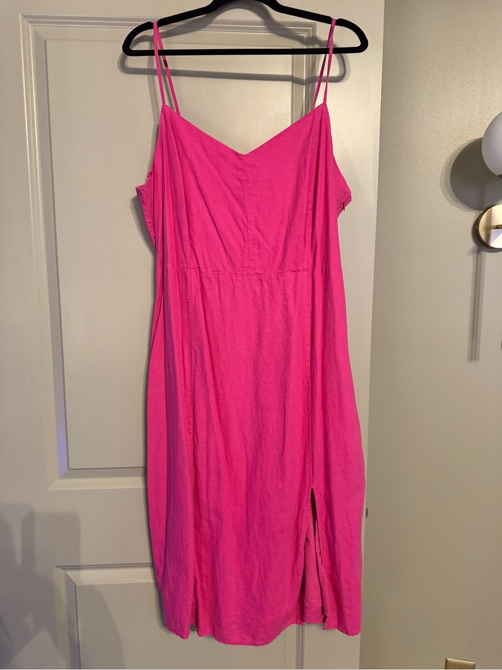 J. Crew Hot Pink Spaghetti-Strap Midi Dress